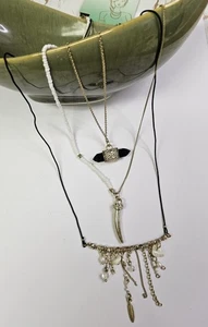 Multilayer Necklace 3 Pcs / Set Chains Lucky Horn/Black Crystal Jewelry Decree - Picture 1 of 10