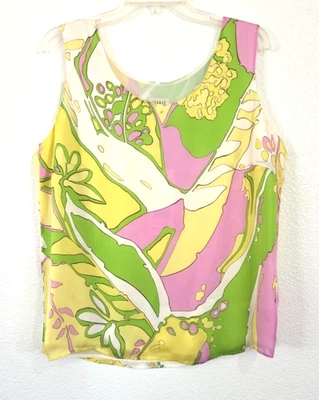 Top Feraud Paris 100 % seda sin mangas forrado abstracto talla 14 nuevo con etiquetas $455 Foto 1 de 4