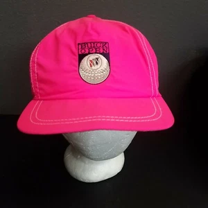 Vintage 80s BUICK OPEN Neon Pink Golf Hat Strap Adjustable Cap Somerset USA RARE - Picture 1 of 9