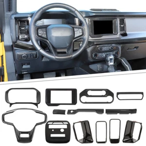 13x Center Console Dashboard Cover Trim Bezel For Ford Bronco 2021+ Carbon Fiber - Picture 1 of 15