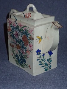 Signed 19th Century Chinese Porcelain Teapot w Lid Hand Painted Flower Butterfly - Picture 1 of 11