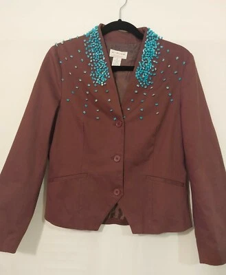 Jaqueta Western Victor Costa Occassion Marrom com Detalhe de Chip Turquesa! Tamanho S - Imagem 1 de 4