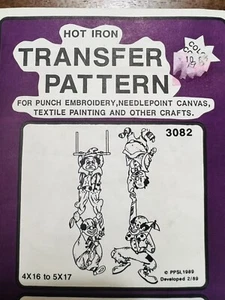 Pretty Punch Hot Iron Color Coded Transfer Pattern #3082 Hanging Clowns - Picture 1 of 3