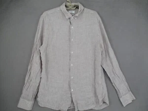 Saba Shirt Mens Medium Brown Linen Light Long Sleeve Button Collared Classic Fit - Picture 1 of 15