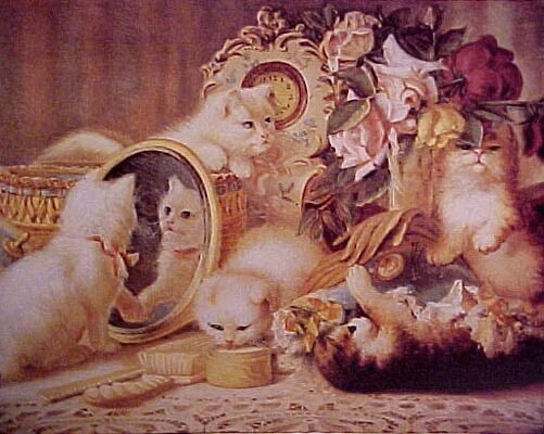 Mini Poster H.G. Plumb The Five Senses Cats Kittens 1889 - Image 1 of 1