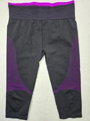 Be Inspired Mujer 1X Ropa Activa Capri Leggings Negro y Púrpura Yoga Senderismo Foto 1 de 4