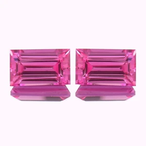 Natural Ceylon Pink Sapphire Loose Emerald Matched Pair Gemstone Cut 18x13 MM - Picture 1 of 6