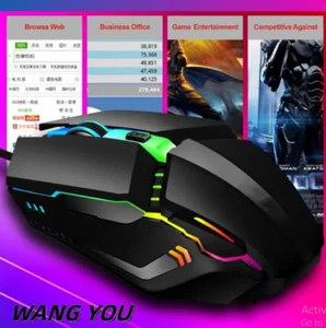 Souris sans fil Gamer 2,4 GHz - rechargeable Bluetooth silencieuse ergonomique PC portable US - Photo 1/1