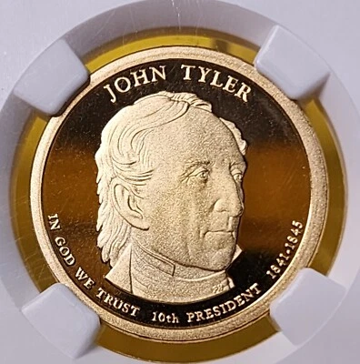 2009 S John Tyler Presidential Dollar $1 Coin NGC PF69 Ultra Cameo - Image 1 of 4