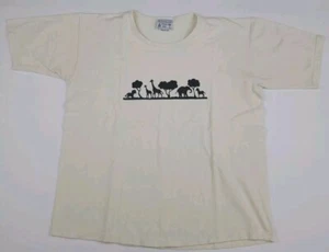 Vintage 90s Michigan Rag Co Safari Animals Art Work Print T Shirt USA MI Womens  - Picture 1 of 5