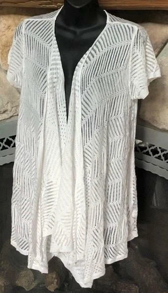 NUEVO - Cárdigan tejido frontal drapeado One World encogido de hombros - Blanco Foto 1 de 1