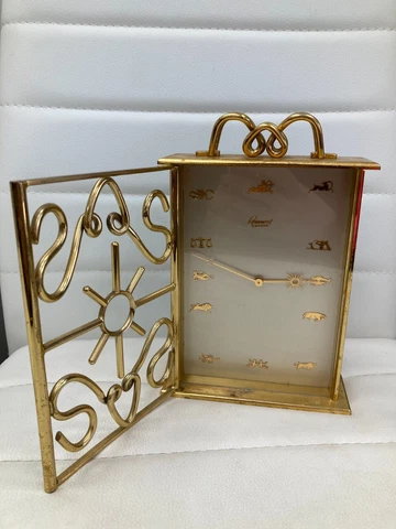 VINTAGE SWISS ROSEMONT GENEVE ZODIAC HOROSCOPE TABLE TOP CLOCK WITH 17 JEWELS Cover