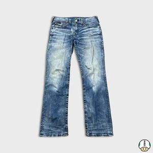 Jeans True Religion Uomo 36x33 Blu Ricky World Tour Relaxed Pantalone Denim Dritto - Foto 1 di 11