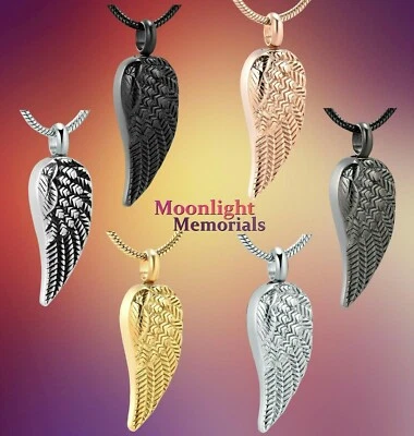Novo Colar Memorial Asa de Anjo Urna Cremação Lembrança Cinzas - Imagem 1 de 2
