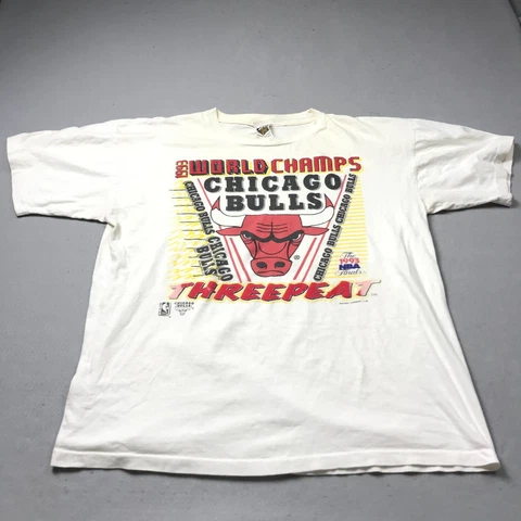VINTAGE Chicago Bulls Shirt Mens Large White Magic Johnson Ts Single Stitch 1993 Cover