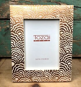 Tozai Home 5x7 Frame Inlaid Bone With Copper Bronze Color Foil Abstract Design