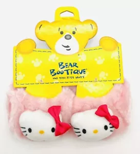 Build A Bear Sanrio Hello Kitty Faux Fur Fluffy Pink Slippers Teddy Clothes NWT - Picture 1 of 4