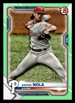 Bowman 2021 verde neón #40 Aaron Nola casi nuevo-como nuevo 360/399 Foto 1 de 2