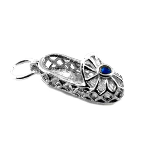 STERLING SILVER BLUE JEWELLED DANCING SHOE CHARM - Picture 1 of 2