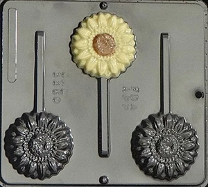 NEW 3 Cavity GERBERA Sun Flower Chocolate Candy Fondant Plaster Clay Lolly Mold - Picture 1 of 4