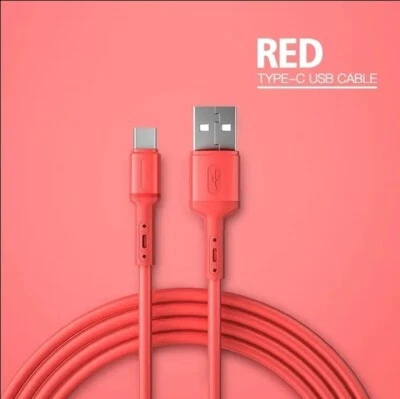 Fast Charging Type C Cable USB C Liquid SoftSilicone Data Cord - Red - Image 1 of 4