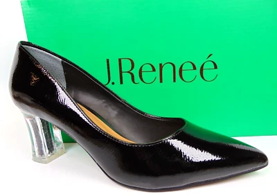 ¡NUEVO! Zapatos de salón para mujer J. Renee RELDA punta puntiaguda, talla 8,0 AMPLIOS, charol negro Foto 1 de 4