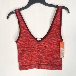 Camiseta sin mangas reversible Colsie Lounge para mujer pequeña acanalada elástica roja jaspeada - Imagen 1 de 12