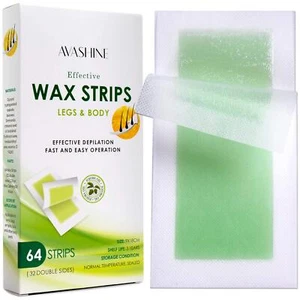 Avashine Body Wax Strips Waxing Kit Contains 64 Strips 3.5x7 Inch Exp 2022 - Picture 1 of 7