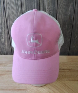 Sombrero de camionero ajustable John Deere rosa *usado* - Imagen 1 de 10