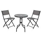 3pc Black Outdoor Garden Metal Folding Table And Chairs Furniture Set Patio