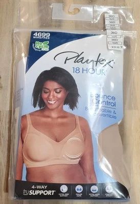 Playtex Women's 18 Hour Bounce Control Wirefree Bra in Beige | Plus Size 36D - Image 1 of 4