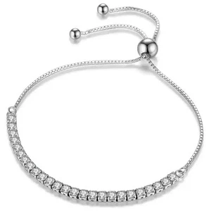 925 Sterling Silver Moissanite 4mm Tennis Bracelet Women’s Wedding Jewelry Gift - Picture 1 of 25