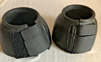 Black Equine Bell Boots for Horses - Heavy-Duty Rubber Overreach Protection - Image 1 of 4