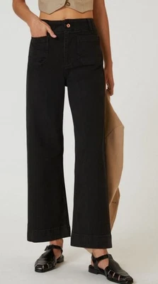 Anthropologie Pilcro Sz 26 The Skipper High-Rise Wide Leg Stretchy Black Jeans - Image 1 of 4