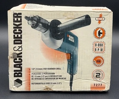 NEW Black and Decker 1/2" .5” 13mm VSR Hammer Drill no. 7277 w/Chuck Vintage NOS - Image 1 of 4
