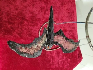Hand Made Bat Ornament of Stainless Steel Screen, Flexible Epoxy, All Season - Picture 1 of 7