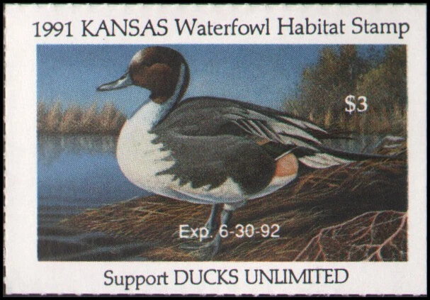 US state revenue-Kansas #5 MNH VF 1991 Waterfowl Duck Stamp - Image 1 of 1