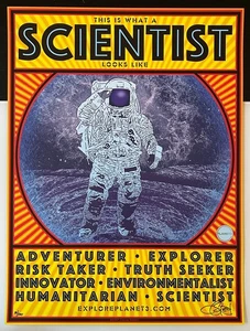 Importante póster de 2 caras de March on Science firmado por Chuck Sperry. - Imagen 1 de 3