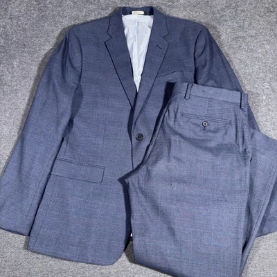 Banana Republic Suit Slim Fit 2 Piece Blue Glen Check 42R 34x30 Pants 2 Button - Image 1 of 4