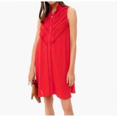 Tuckernuck Pomander Place Sleeveless Shirt Dress Women Size Small Red Lace - Image 1 of 4