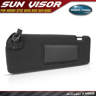 Black Driver Sun Visor with Extender & Mirror & Light for Nissan 370Z 2009-2020 - Image 1 of 4