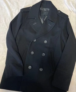 COACH Men's Wool Coat P Coat Black S Cleaned Used No Accessories - Picture 1 of 7