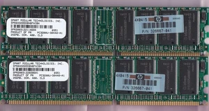 512MB 2x256MB PC-3200 SMART SM5643285D8N6FNIBH HP 326667-041 DDR-400 Kit DDR1 - Picture 1 of 2