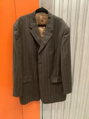 Chaqueta Blazer Deportiva Steve Harvey Para Hombres Marrón A Rayas Lana Maybach 46L Foto 1 de 4