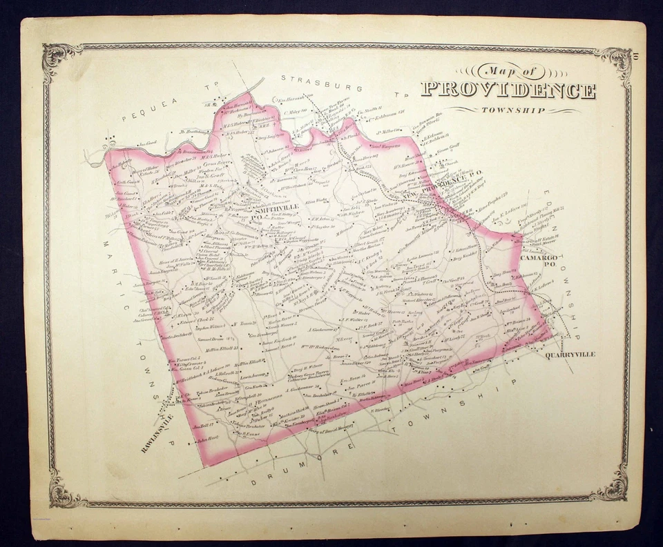 1875 Plat Map Providence Township Lancaster County Pennsylvania Genealogy - Image 1 of 4