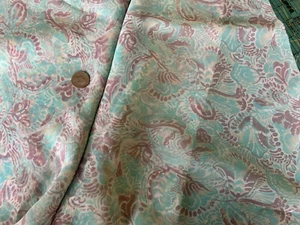 34' Beautiful Purple and Aqua Paisley Sheer Silky Fabric - Picture 1 of 1