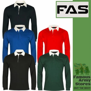 Classic Rugby Shirt Uneek Long Sleeve Plain Sports Unisex Casual Sports Jersey - Picture 1 of 7