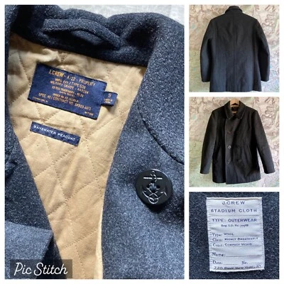 J. Crew Bayswater Peacoat Men S Military Grade Stadium Wool Black Thinsulate EUC - Image 1 of 4