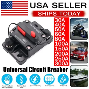 Waterproof Car Circuit Breaker Fuse Reset 30-300 Amp 12V-24V DC Car Boat Auto - Picture 1 of 18