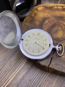 MOLNIJA BRAILE FOR BLIND PEOPLE OLD MECHANICAL POCKET WATCH USSR 18JEWELS #4996 - Picture 1 of 14